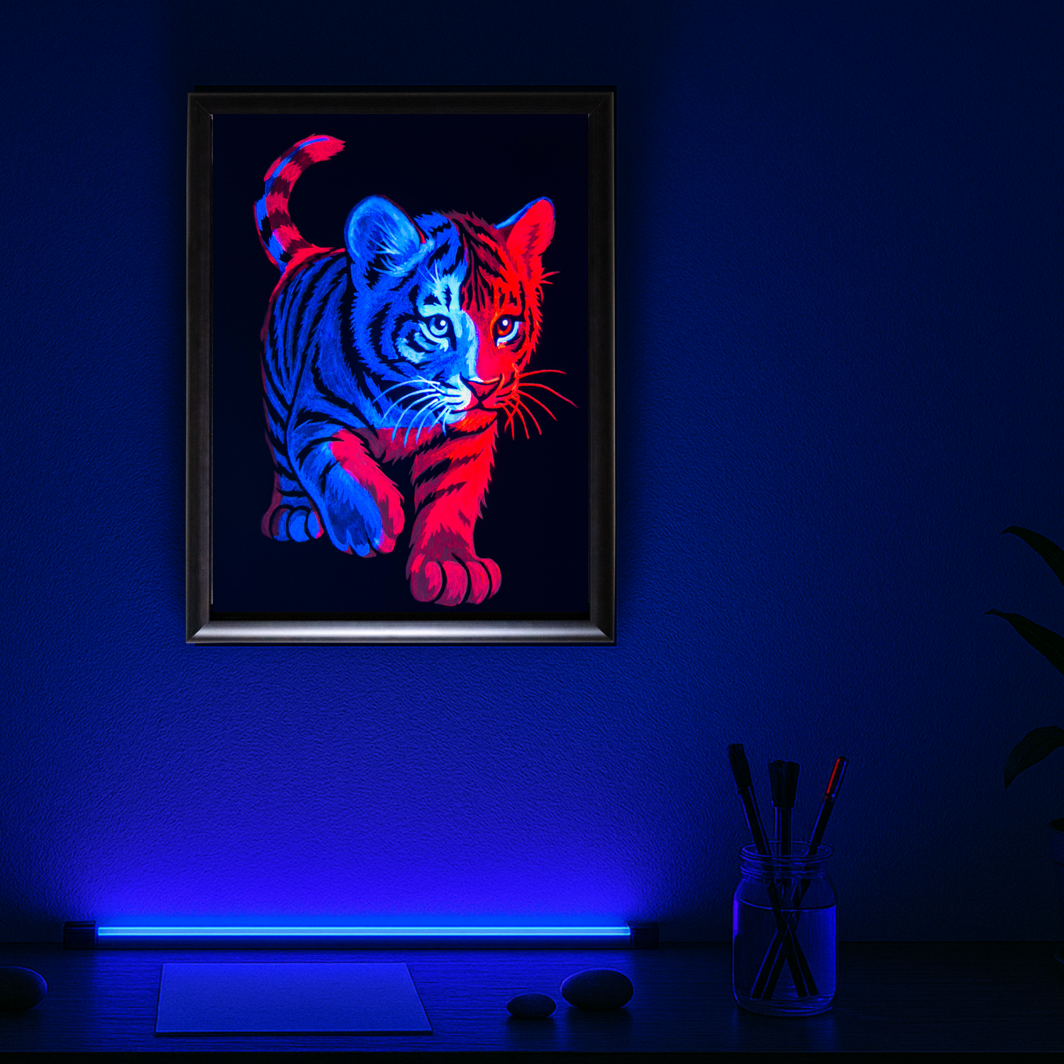 glow in the dark tiger uv painting