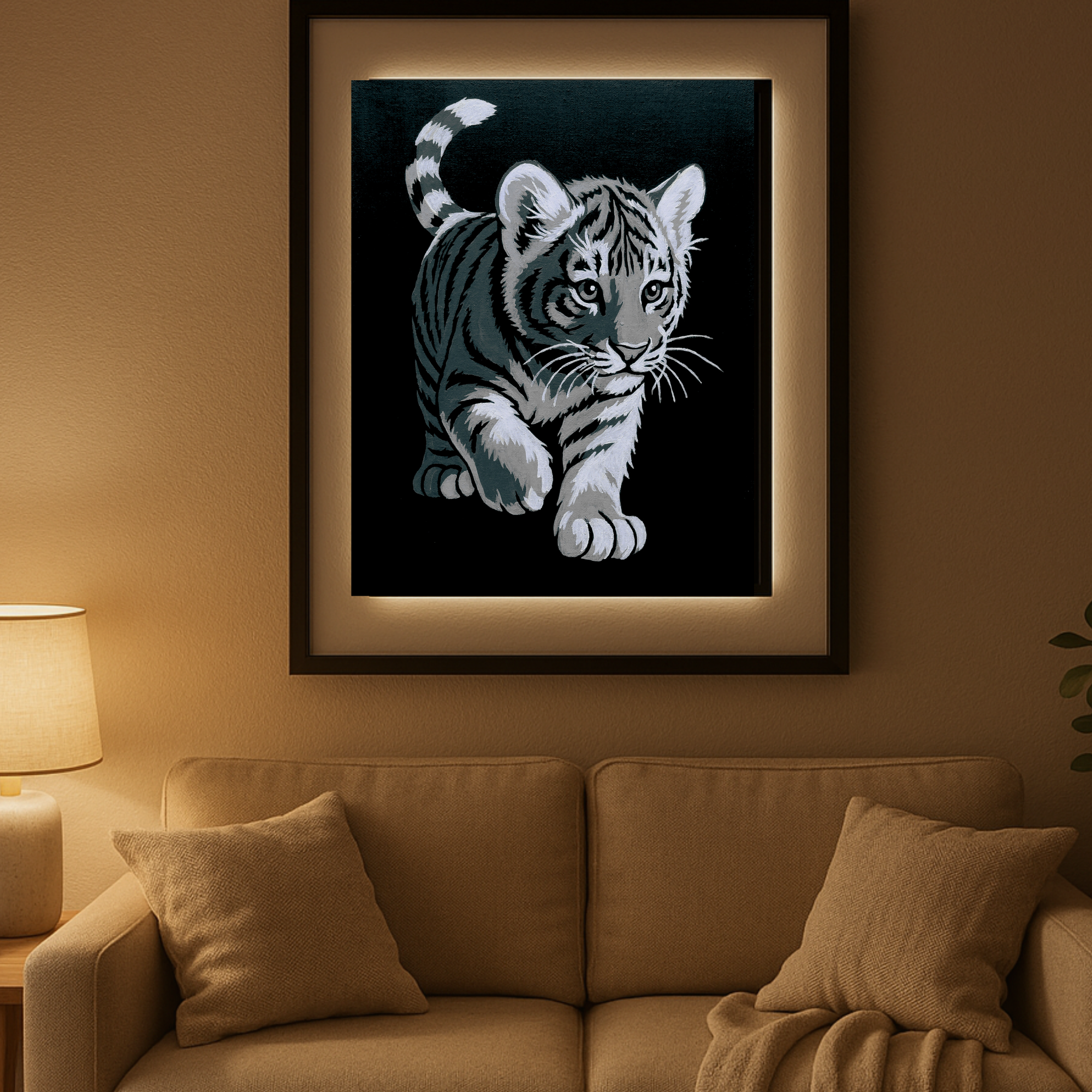 glow in the dark animal tiger painting