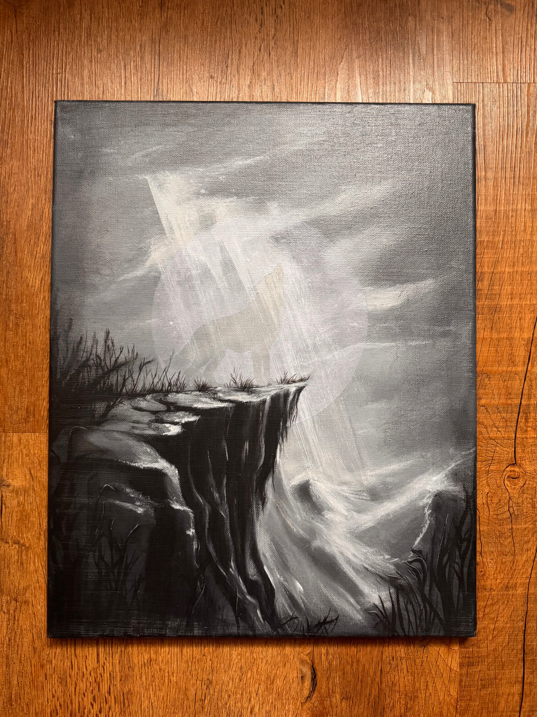 malovany obraz vlka malování svitici vlk uplnek