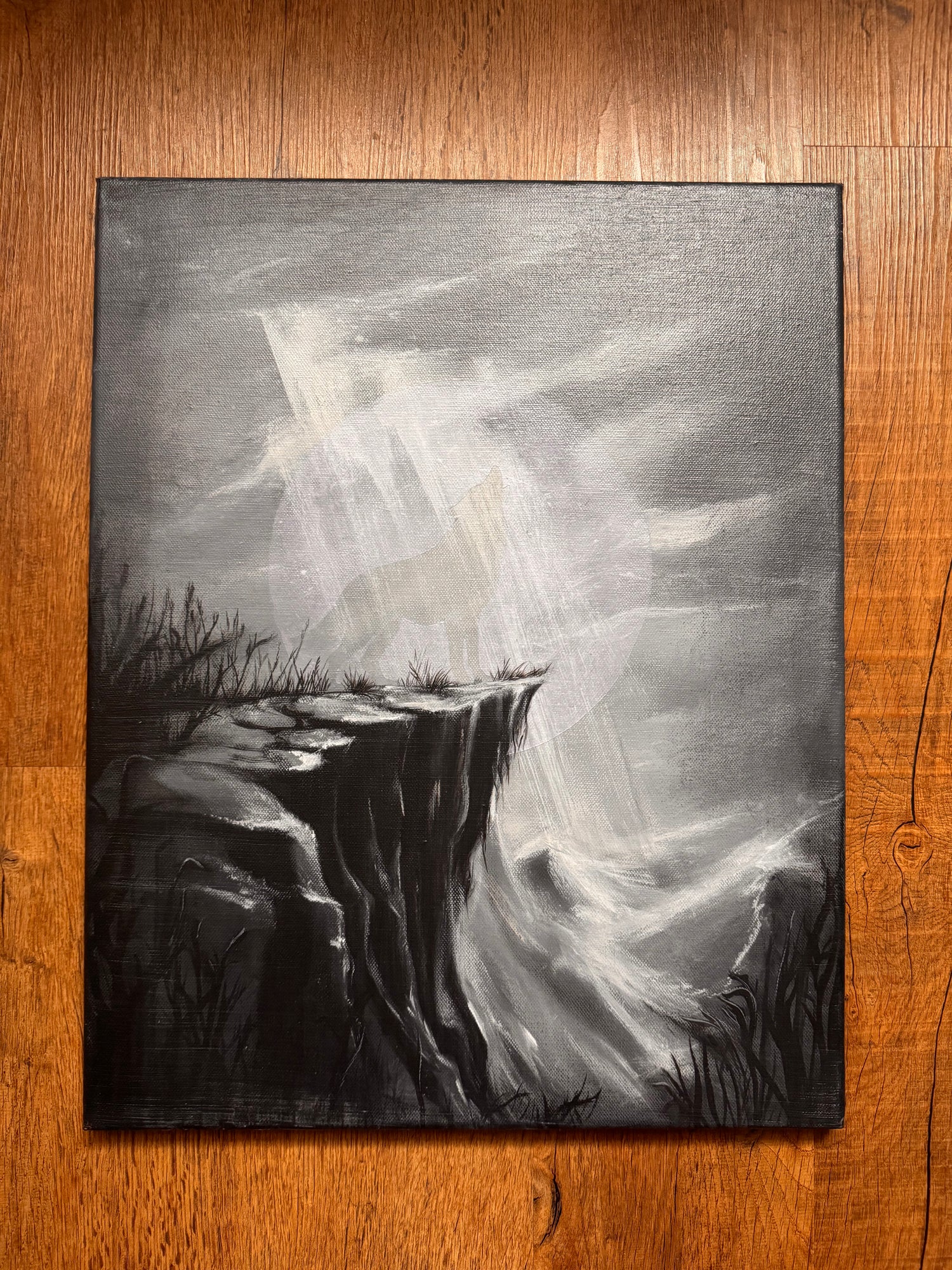 malovany obraz vlka malování svitici vlk uplnek