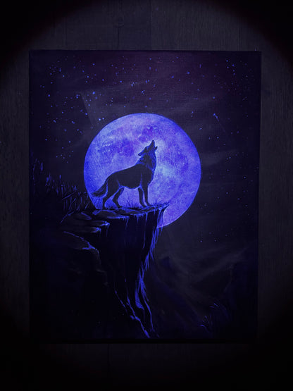 uv svitici obraz vlka glowing wolf painting