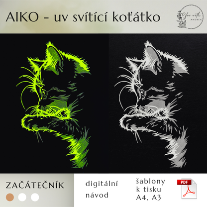 malování obrazu UV svítícími barvami Koťátko Aiko - PDF fotonávod