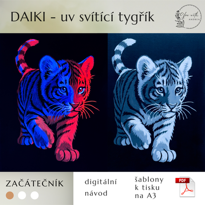 malování UV svítícími barvami - Tygr DAIKI návod