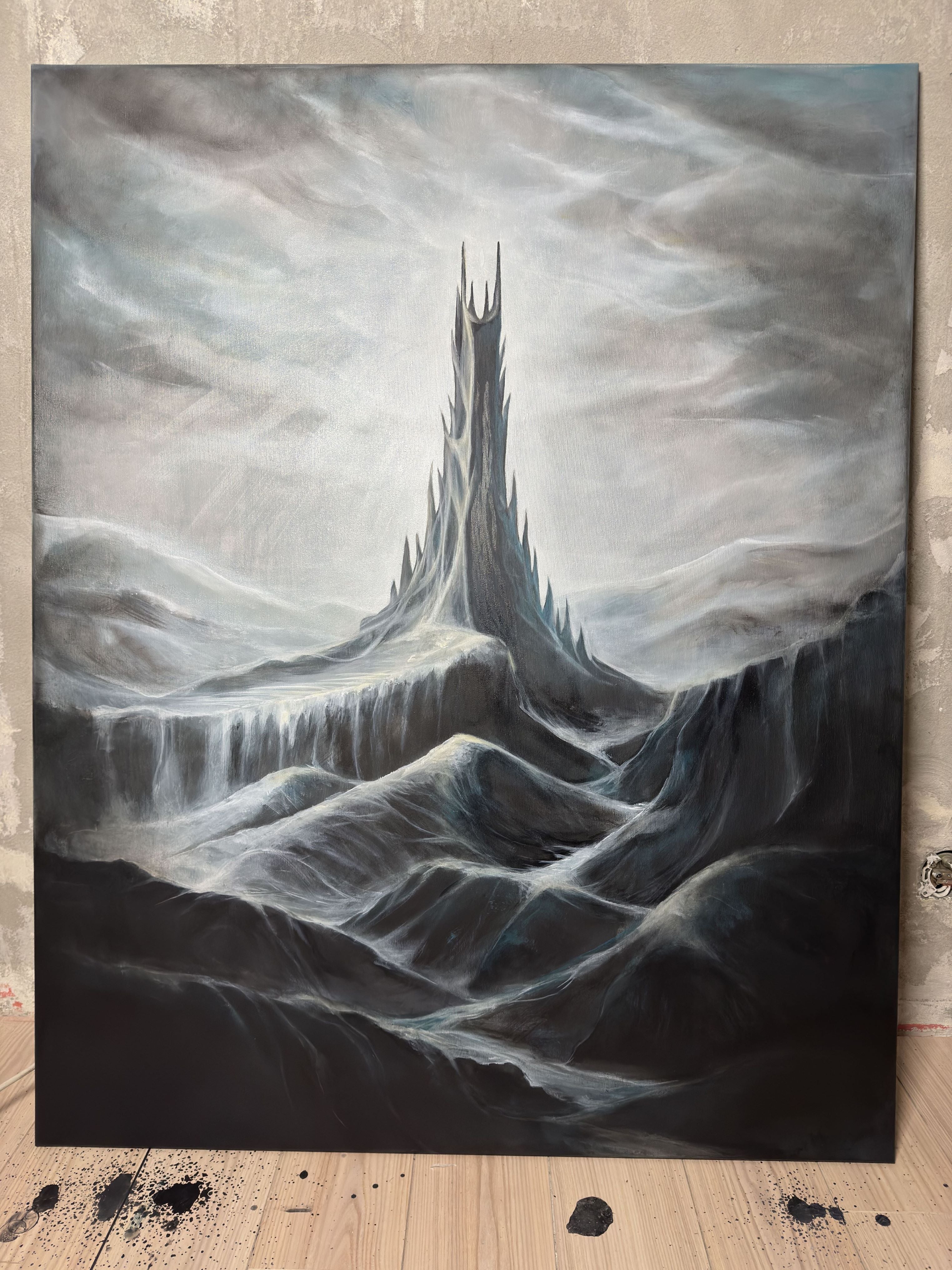 malovany UV svitici obraz Sauronovo oko Sauronova věž